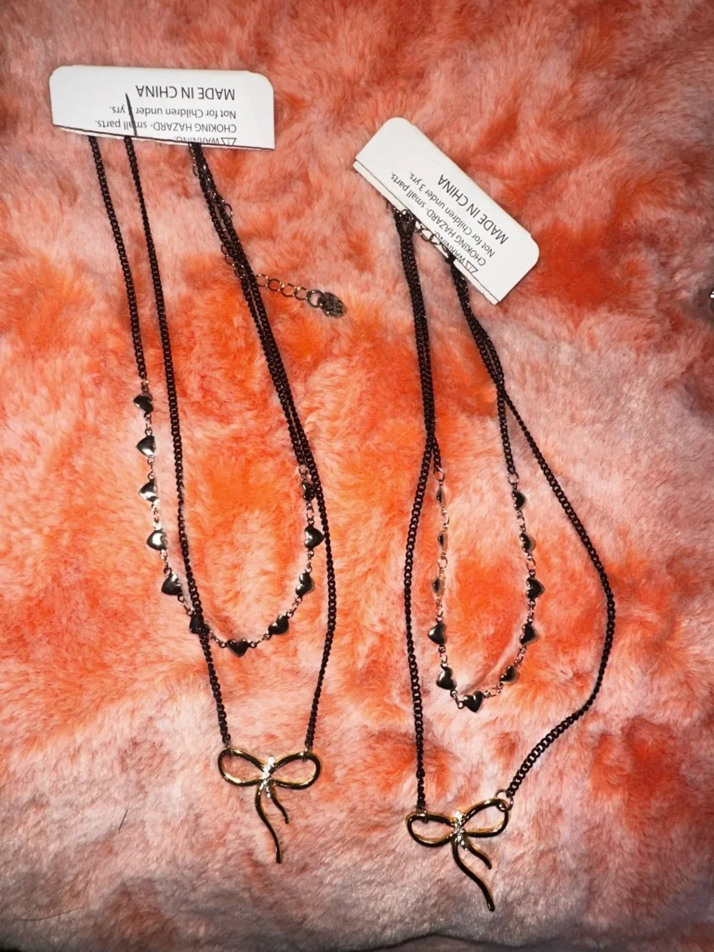 NWT  Nordstrom Ruby & Ry Kids Layered Bow Necklace Set Of 2 Mixed Metals